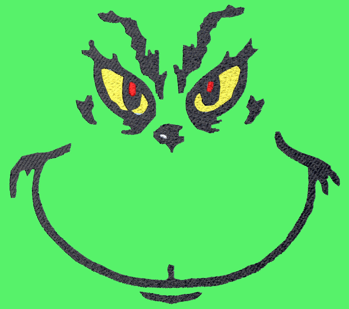 Grinch Face Machine Embroidery Design - Grinch Face Machine Embroidery Desi...
